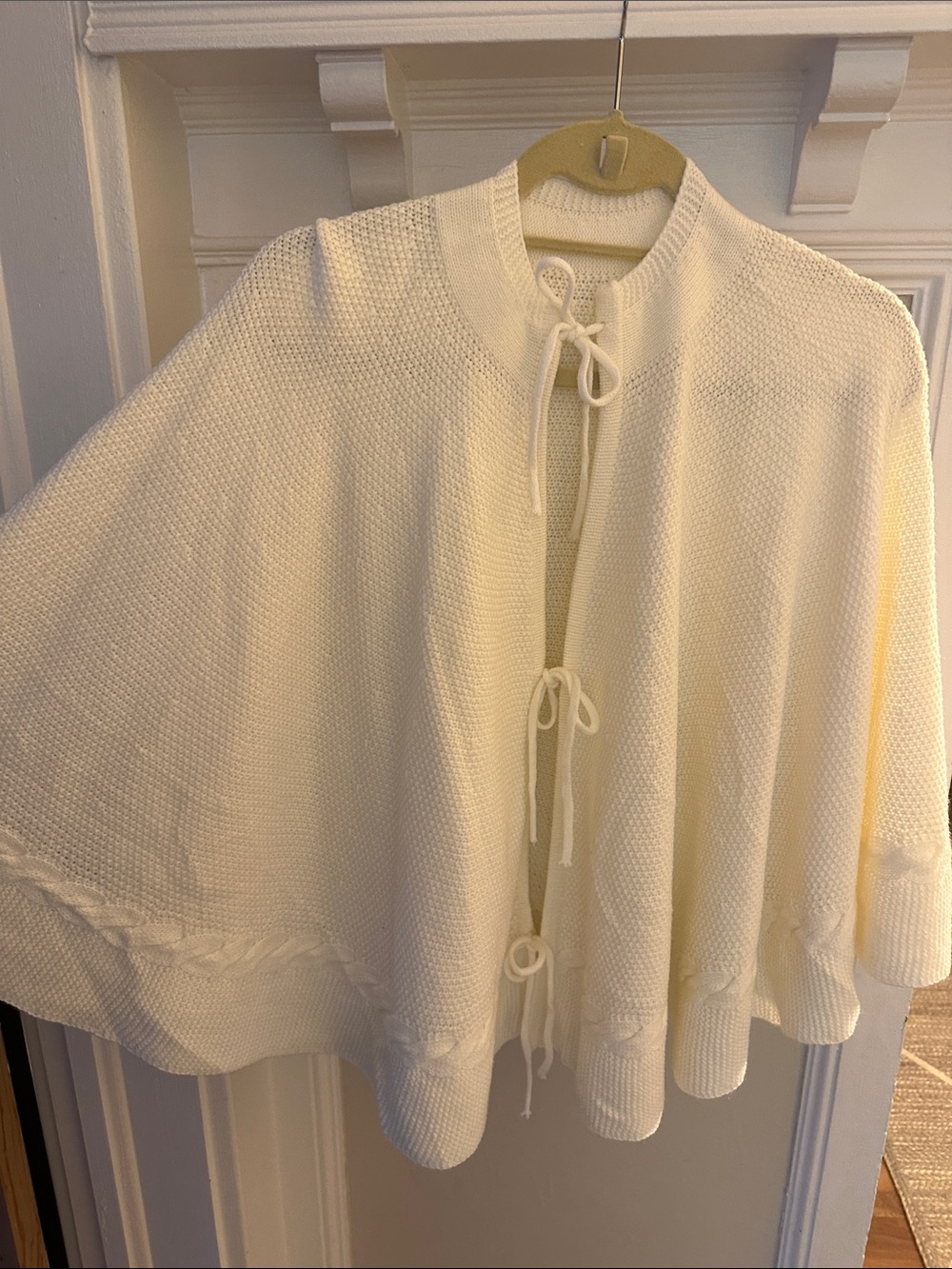 Cream Knit Tie-Front Women's Sweater